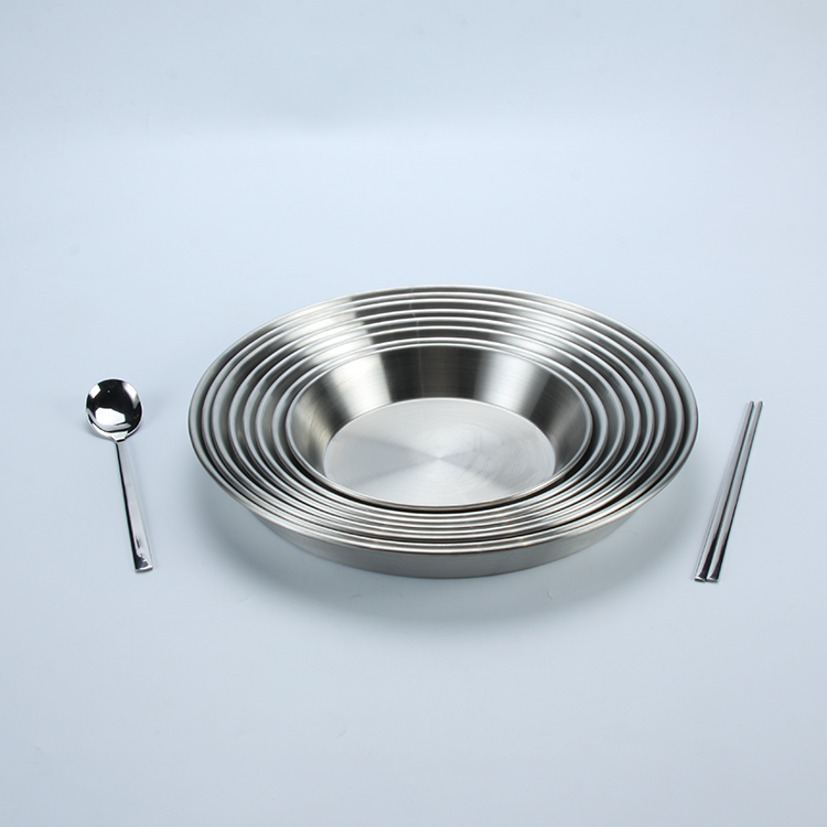 Silver Plated 20cm 34cm Stainless Steel Camping Plates Set