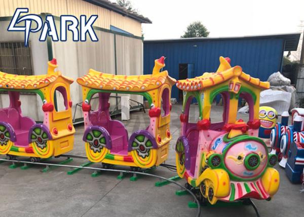 Funny Kiddie Ride Amusement Game Machines Fiberglass 14 Seats Electrical Track Train