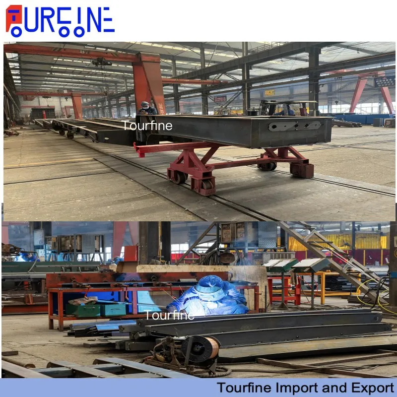 Strong Loading 60 Ton 3 Axle Lowbed Trailer For Construction Equipment Transportation