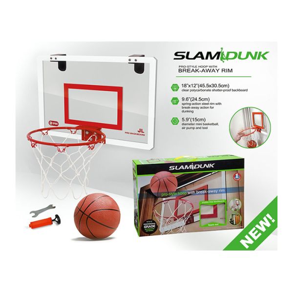 16  Basketball Hoop Set Adjustable Children's Play Toys W / Breakaway Steel Rim Pump