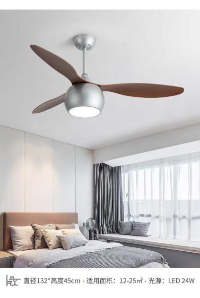 Fabrique de lampes de ventilateur de plafond à LED - Ventilateur de plafond à lame en bois massif gris 52 pouces Ventilateurs de plafond à moteur à courant continu avec lampes LED