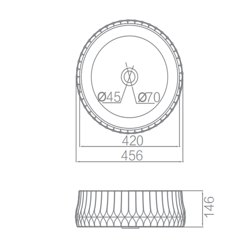 Белый застекленный таз 456x456x146mm Countertop Bathroom без переполнения