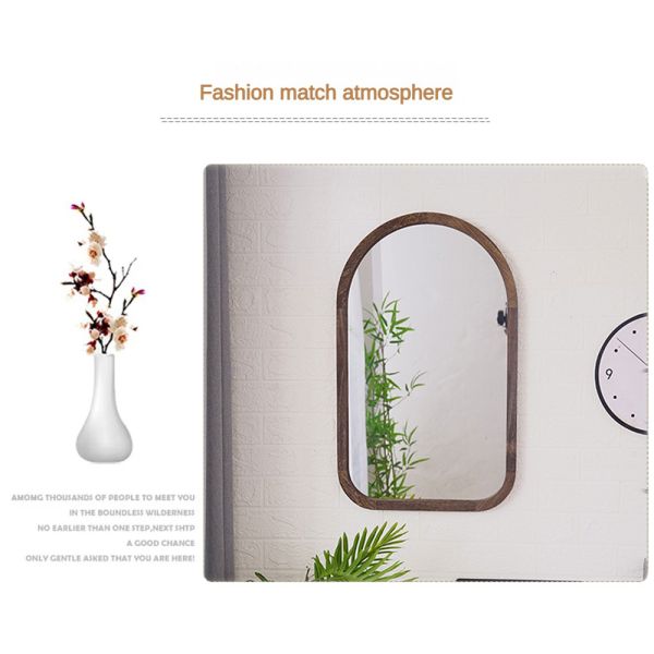 Современная арка полная длина Антикварный наклейка с деревянным зеркалом для декора ванной комнаты