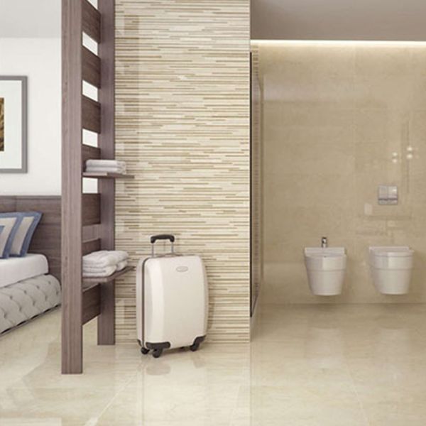 High Polished Beige Marble Slab Cut To Size , Crema Marfil Marble Tile