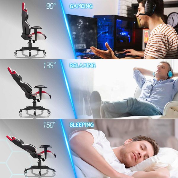 Customize Adjustable High Back PU Leather Gaming Chair with Armrest and Massage Function