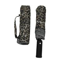 Auto guarda-chuva de dobramento da cópia do leopardo do fim 3 manuais abertos com o eixo do metal de 8mm