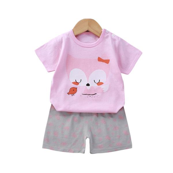 Cotton Cartoon Home Wear Kids Clothing Shorts Short Sleeve Casual Two Piece