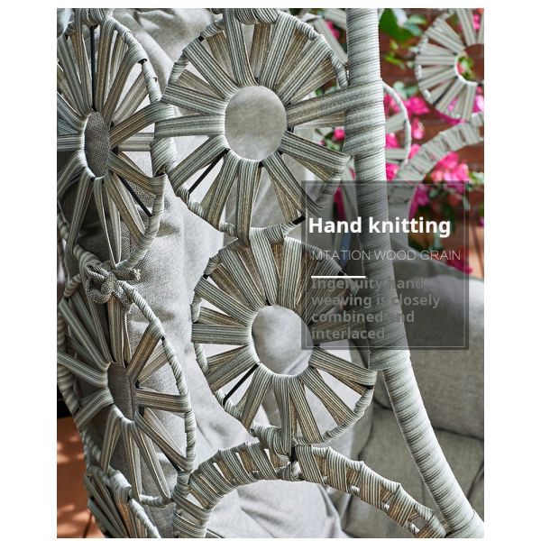 Olefin High Elastic Cushion Wicker And Metal Patio Egg Chair For Leisure Sleep