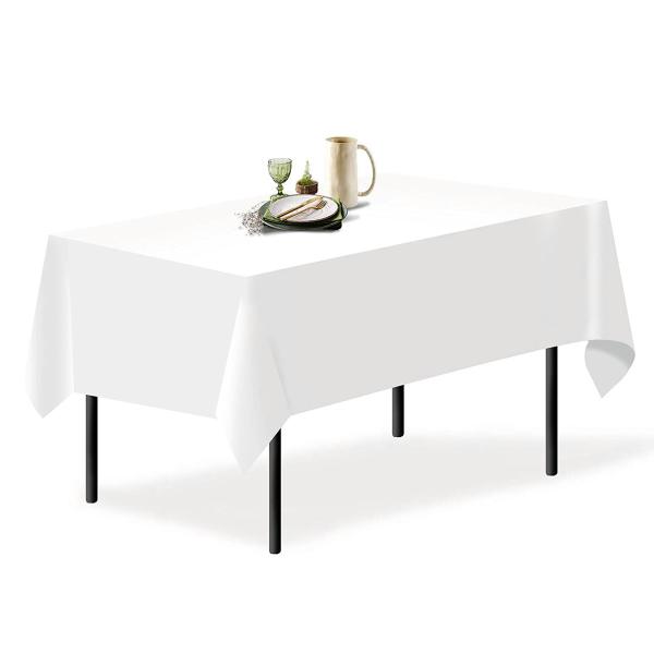 54 108 Patry Square PEVA Fancy Plastic White Disposable Table Cloths Covers