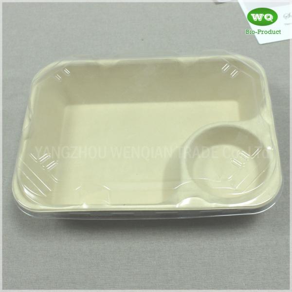 Biodegradable Unbleached 850ml Meal Box With Sauce Cup,Tree Free Sugarcane Bagasse Meal Prep Take Out Container In Bulk