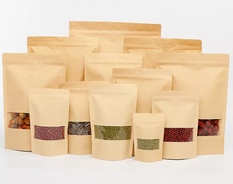 Confectionery CMYK Pantone Stand Up Kraft Paper Ziplock Bag