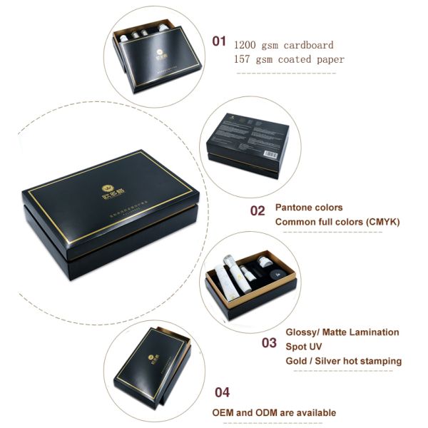 Cosmetic Gift Book Shaped Box Packaging With Black EVA Insert And