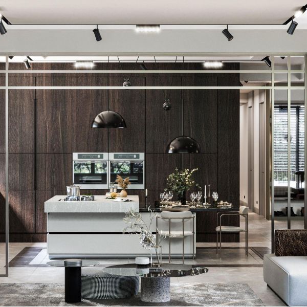 Design gratuit Armoire de cuisine en faisceau de bois personnalisé Armoire de cuisine en bois moderne classique