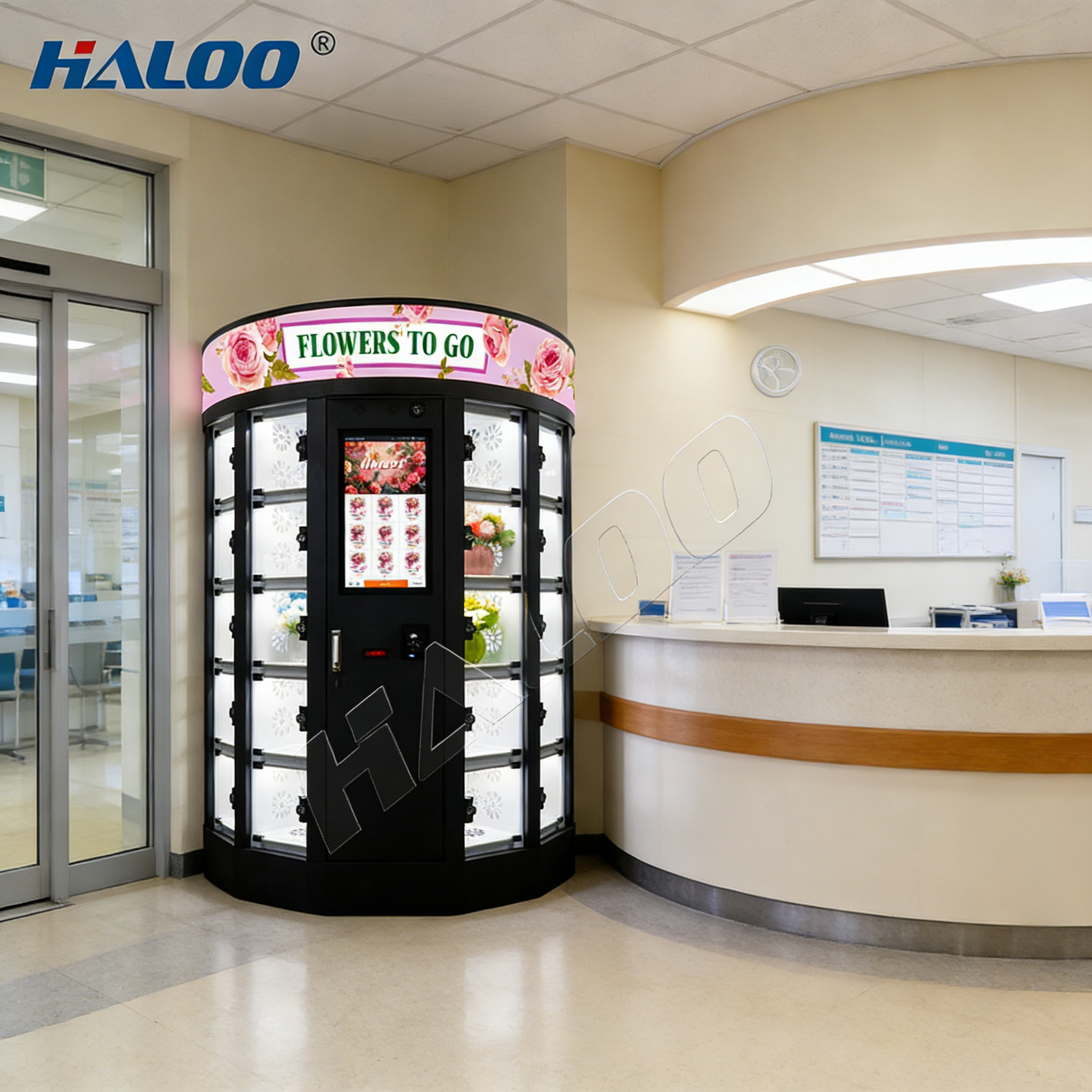 Haloo vending machine supplier 30 grid flower vending machine with cooling and humidification system, free customization of logo