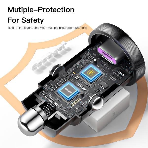 Essager 30W 45W Type C + USB-A USB QC3.0 Car Charger