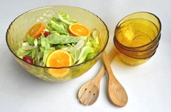 glass salad bowl set