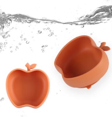 Baby Silicone Dining Plate Apple Shaped Baby Silicone Supplementary Food Bowl Baby Self Feeding Non Slip Silicone Bowl