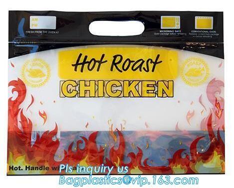 Stand Up Roasted Chicken Packaging Bags With Zip Top Hot Rotisserie Chicken Bag, Microwaveable pouch