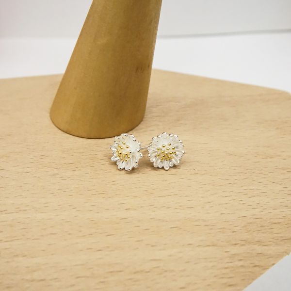 Flower Shape Silver Chandelier Earrings , Sterling Silver CZ Earrings