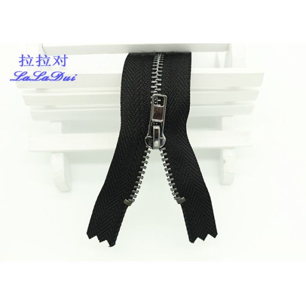 Bulk Heavy Duty Coat Zippers Polyester Tape , Close End Black Metal Zipper