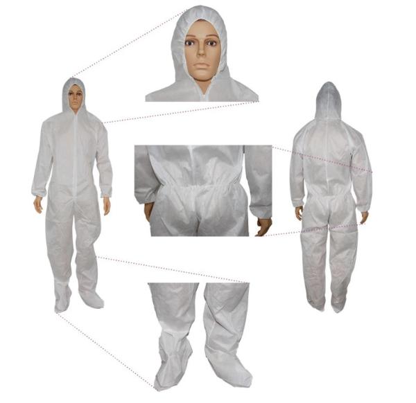 Chemical Working White PP SMS Non-toxic Medical Coverall Suit