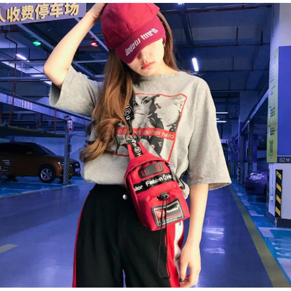 Artistic trend ribbon chest bag, Japanese and Korean personality creative shoulder bag