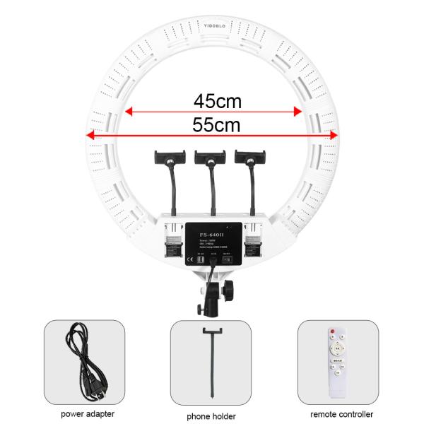 100W 22 composição da beleza do diodo emissor de luz Ring Fill Light For Eyelash de Ring Light FS-640II 3200K da polegada
