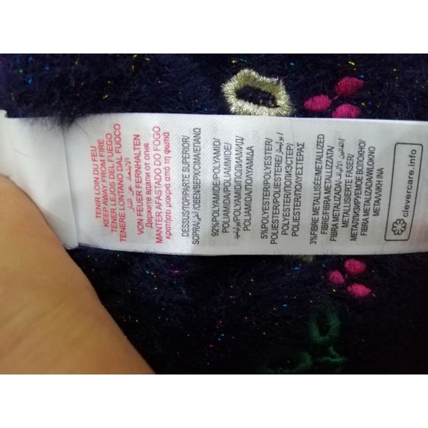 Fashion navy Children's Winter Clothes Embroidery Pattern Girls Sweater Dress