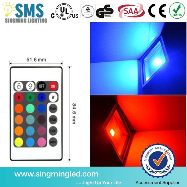 Remote Control RGB LED Flood Outdoor Light IP65 with 3 years warranty  CE & RoHS certific