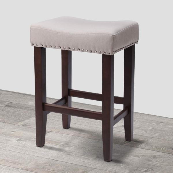 Wood Vintage Padded Counter Stools Modern Backless Design Indoor Furniture