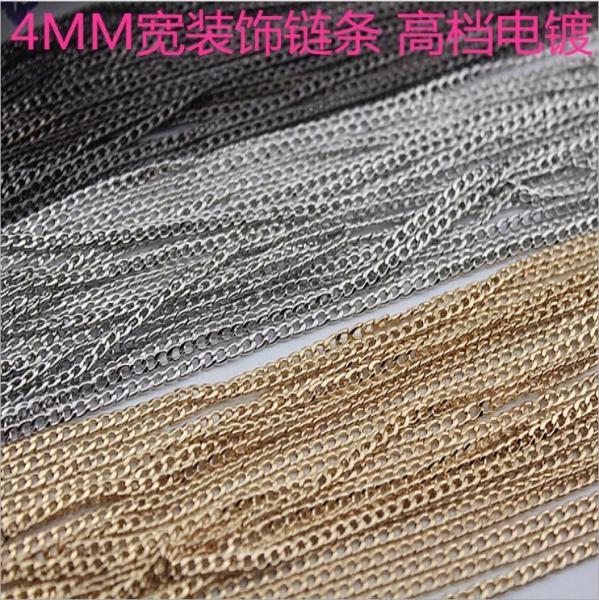 DIY fashion shiny gold / nickel / gunmetal color 4 mm width iron metal luxury chain bag
