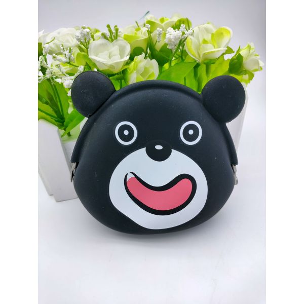 Black Bear Soft Silicone Toys Animal Coin Purse Blingbling Multiusage