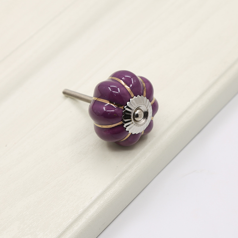 Vintage Pumpkin Ceramic Adjustable Handle Knobs Midcentury Modern Eco-Friendly Colorful Pulls Durable Easy Bedroom Hotel