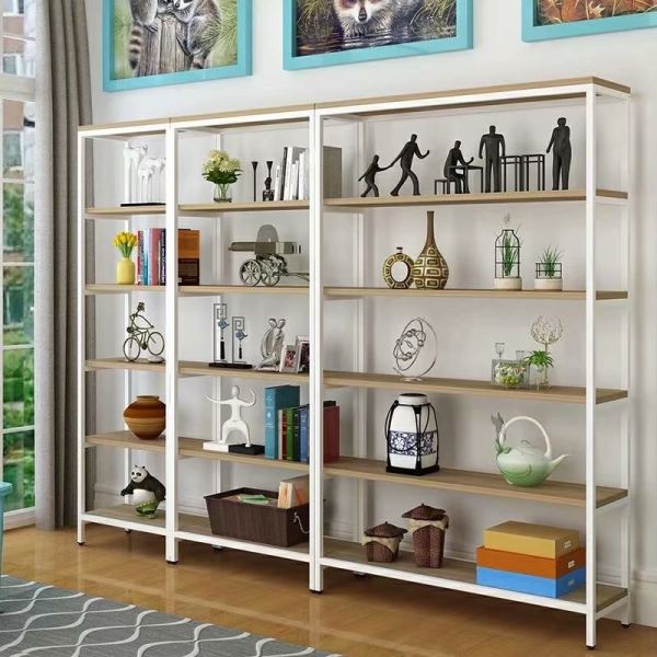 Double-Sided Steel-Wood Bookshelf for Library/Book Shelf/Office Furniture/Booksh Shelf for Clothing/Shoes/Jewelry/Watch