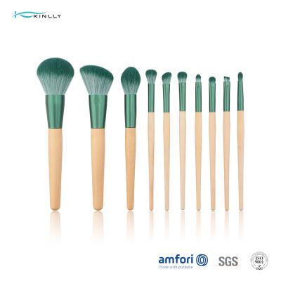 O cosmético utiliza ferramentas o grupo de escova sintético da composição 10pcs com punho de madeira