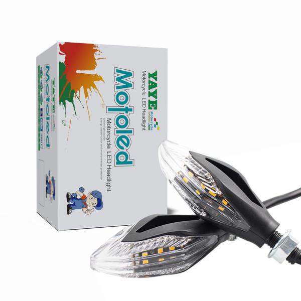 Universal 12V 14 LED Motorcycle Turn Signal Lights Front Rear Flowing Indicators Ambre