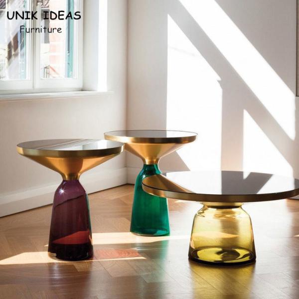 Luxury Metal Glass Top Side Table Coffee Table Transparent / Colorful 50x53cm