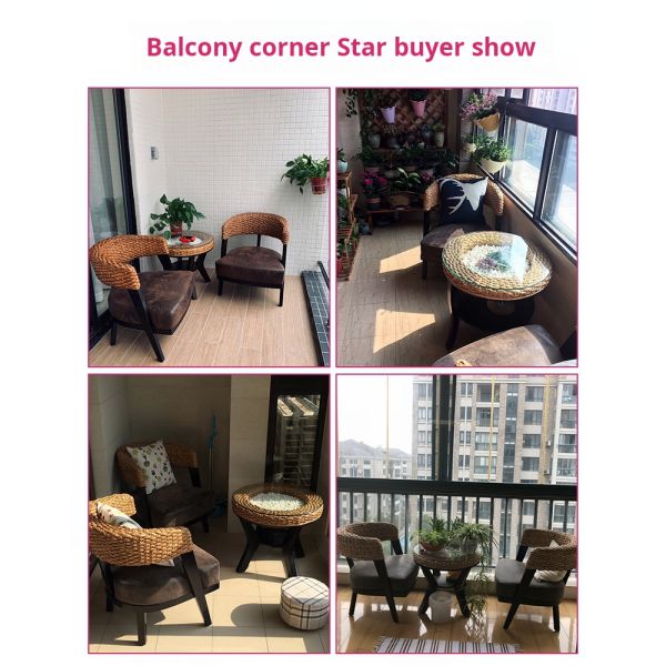 Tempered Glass 8mm Table Top Bistro Patio Table And Wood / Rattan Chairs