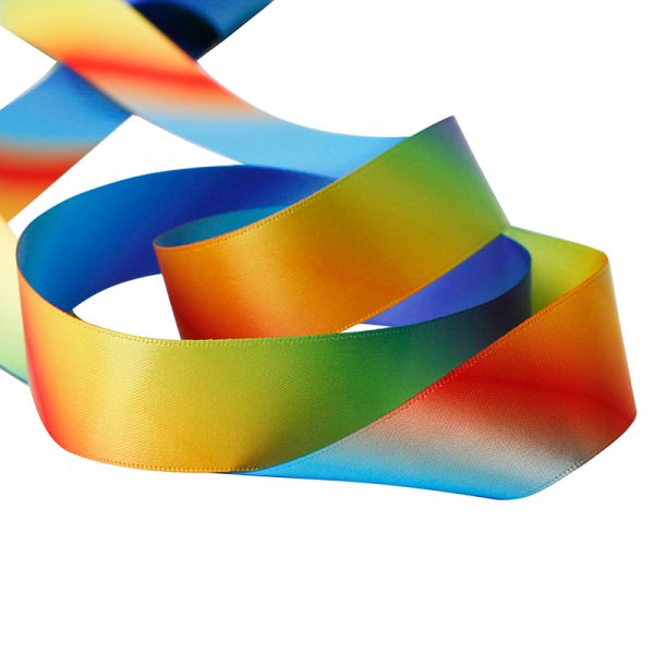 Custom Rainbow Gradient Double Face Satin Ribbon for Personalized Branding