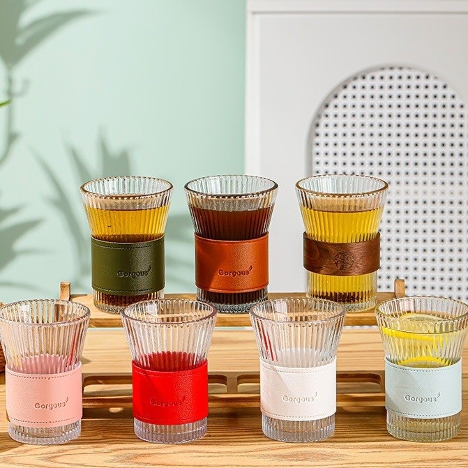 Daily High Temperature and Heat Resistant Glass Cup for Coffee Tea Milk Vertical Grain Design