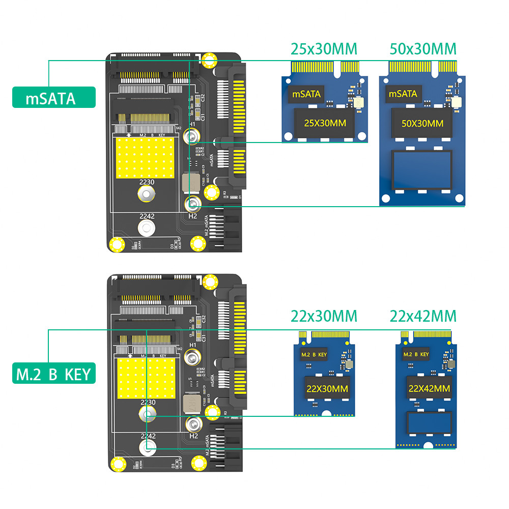 USB Msata M.2 NGFF SSD к двойному адаптеру SATA3 2 в 1 комбинации