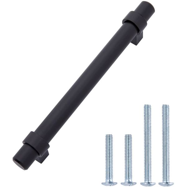 6.63 дюйма из нержавеющей стали прямая панель кабинета ручка 5-дюймовый отверстие центр плоский черный