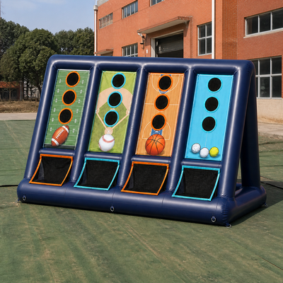 Commercial Multi Sport Inflatable Precision Target Wall with Four Scoring Panels and Ball Return Pockets