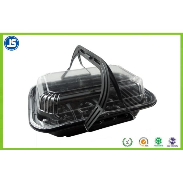 Пластиковой прикрепленный на петлях чернотой волдырь раковины упаковывая на вынос коробки