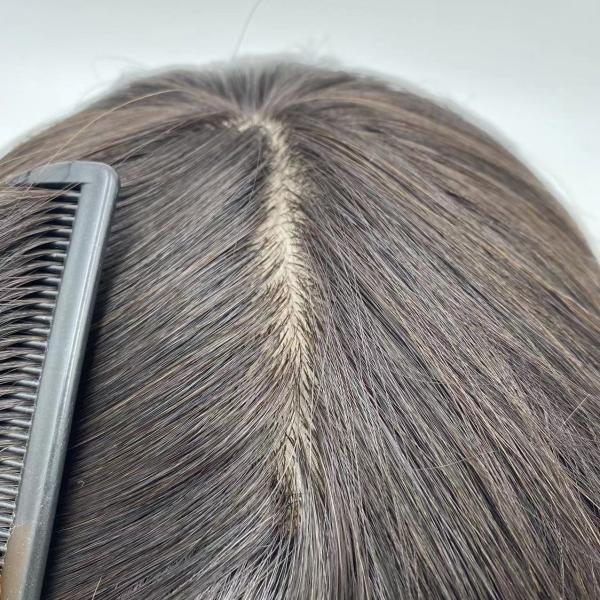 Mens Toupee Human Hair Replacement System Silk Top Remy Hairpiece 1B#