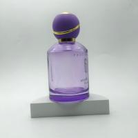 Bouteille de parfum de forme ronde violette de 100 ml avec bouchon rond
