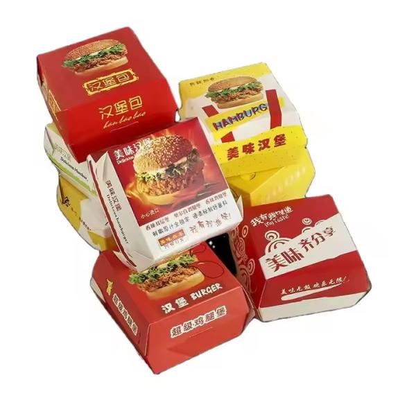 En gros Boîtes à hamburgers biodégradables sur mesure Emballages en papier à emporter
