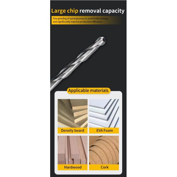 Hotsale YingBa 2F Ball Nose End Mill Tungsten Steel 6*22*50 For Density Board,Hardwood,Solid Wood Board CNC Wood Bit