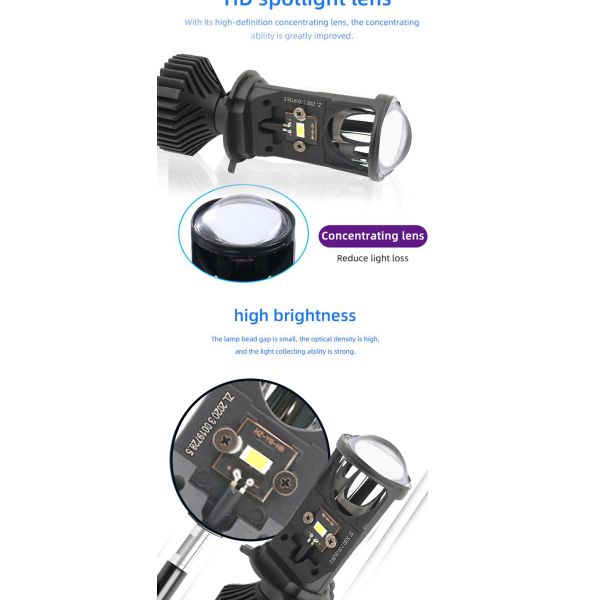 Y6 Mini H4 Bi LED Car Headlight Bulb Auto Lighting System Projector Lens