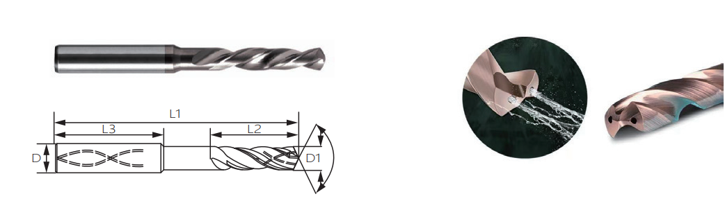 Inner Coolant Hole Carbide Drill Insight Cutting Tools DIN 3XD Step Drill For Stainless Steel